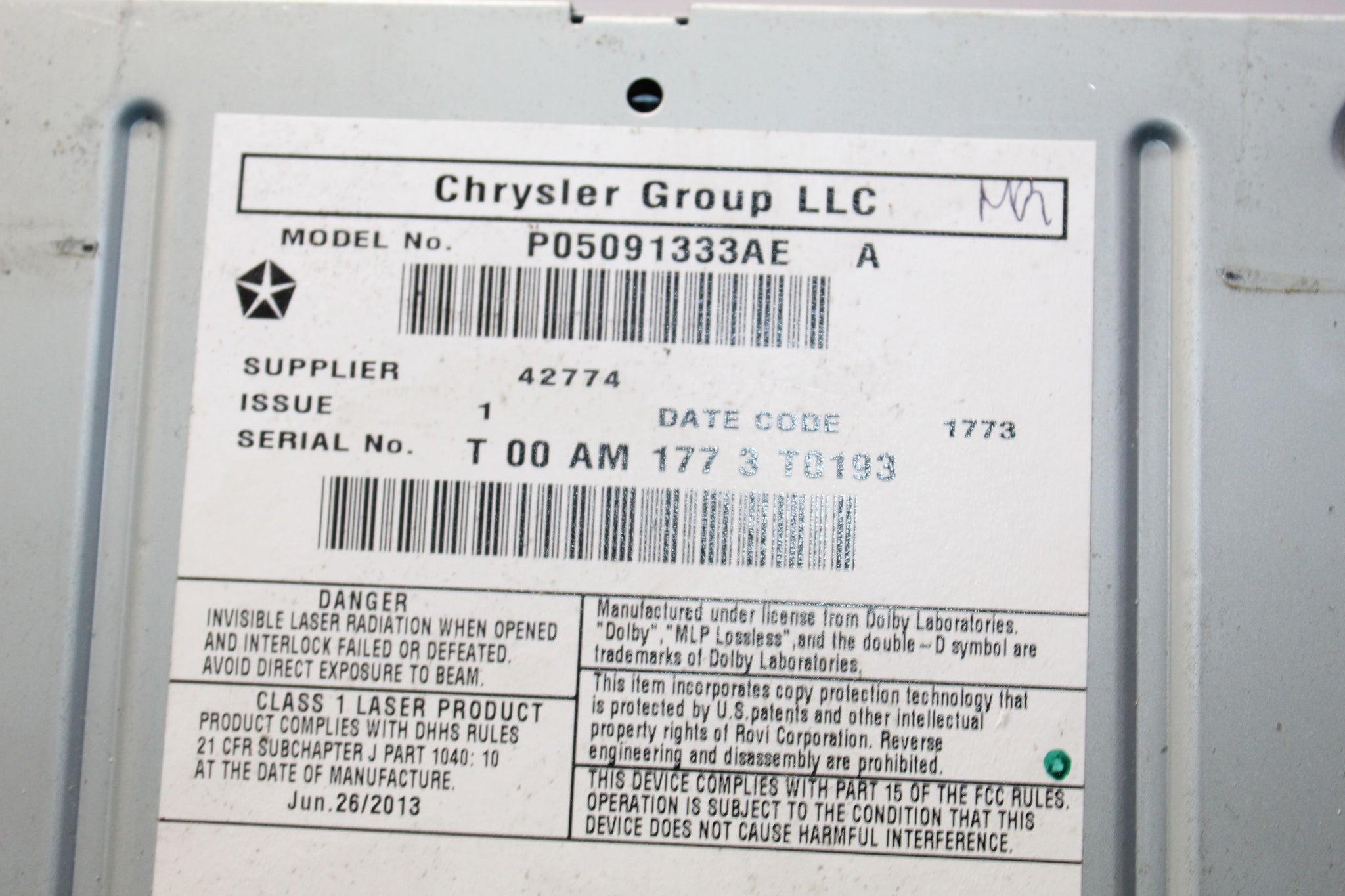 2014 JEEP COMPASS Radio Head unit P05091333AE