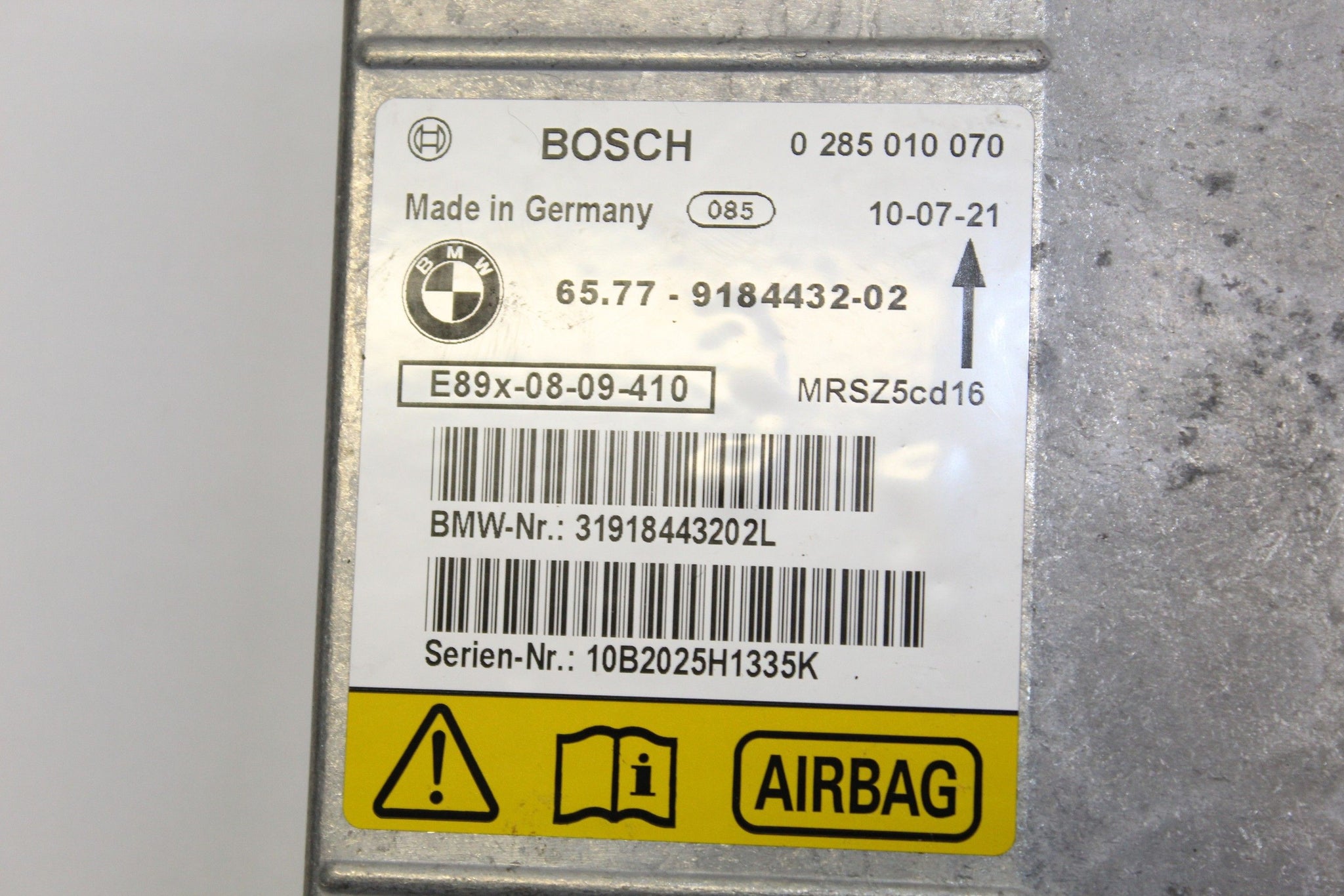 2010 BMW 1 Series E81 Airbag Control Module 9184432