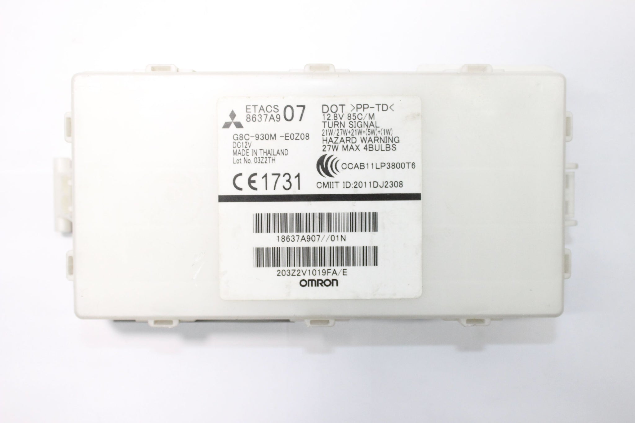 2013 MITSUBISHI MIRAGE 1.2 Fuse Box Convenience Module 18637A907 8637A907