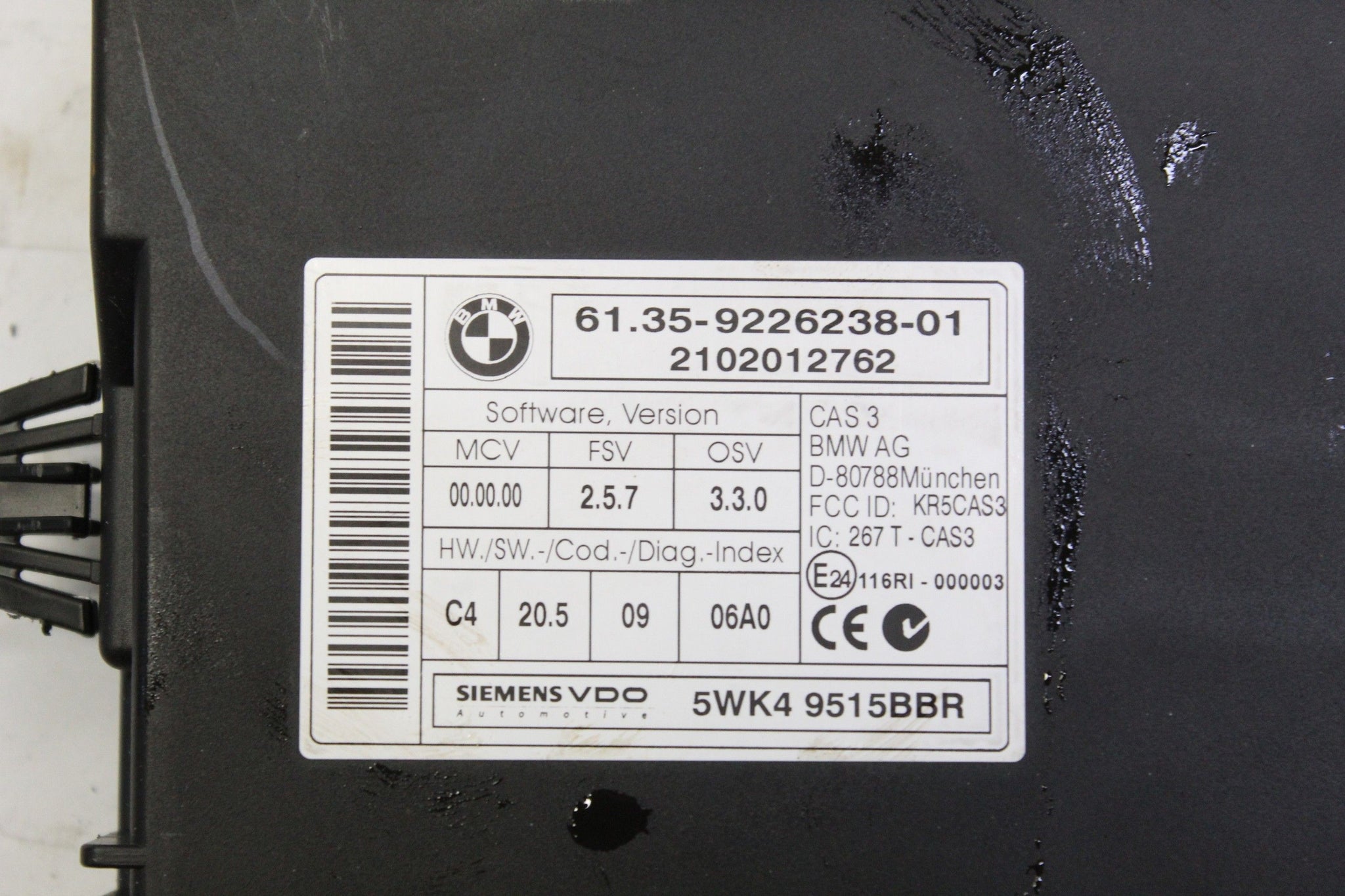 2010 BMW 1 Series E81 CAS3 Control Module 9226238