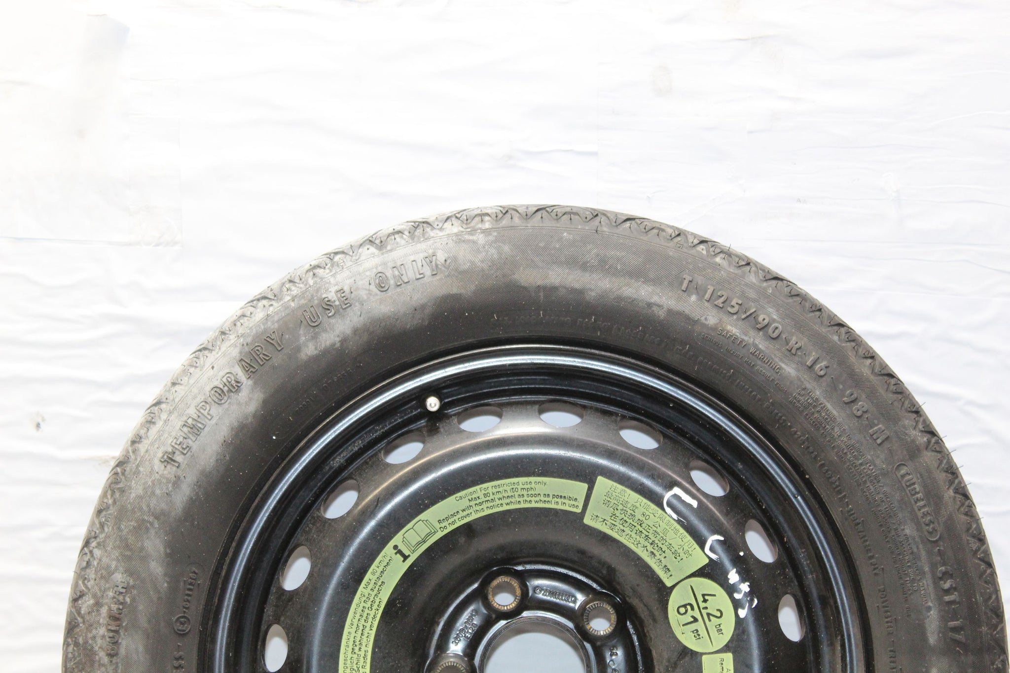2010 MERCEDES C CLASS W204 Steel Spare Wheel Tyre 125 / 90 R16 1.9MM