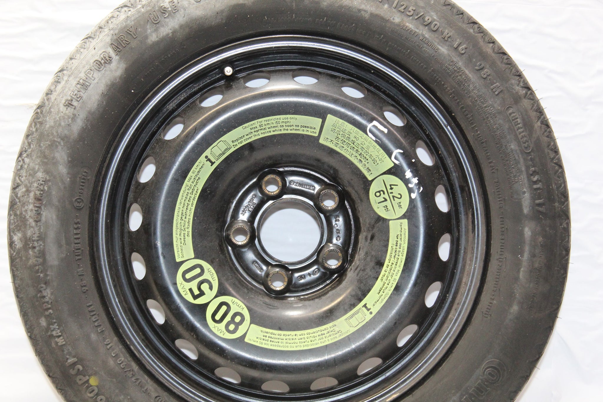 2010 MERCEDES C CLASS W204 Steel Spare Wheel Tyre 125 / 90 R16 1.9MM