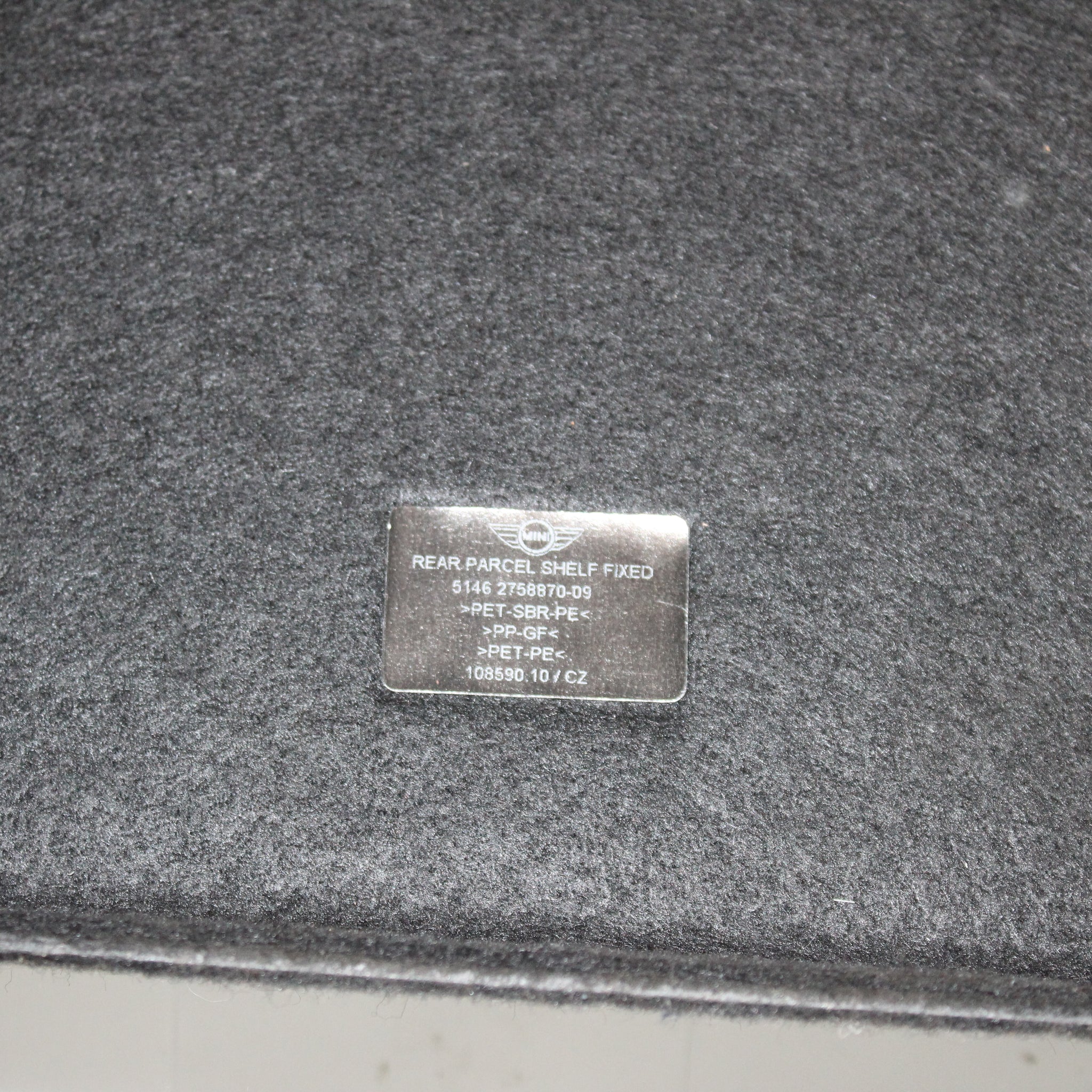 2015 MINI COOPER R58 PARCEL SHELF SET 2758870 2758871