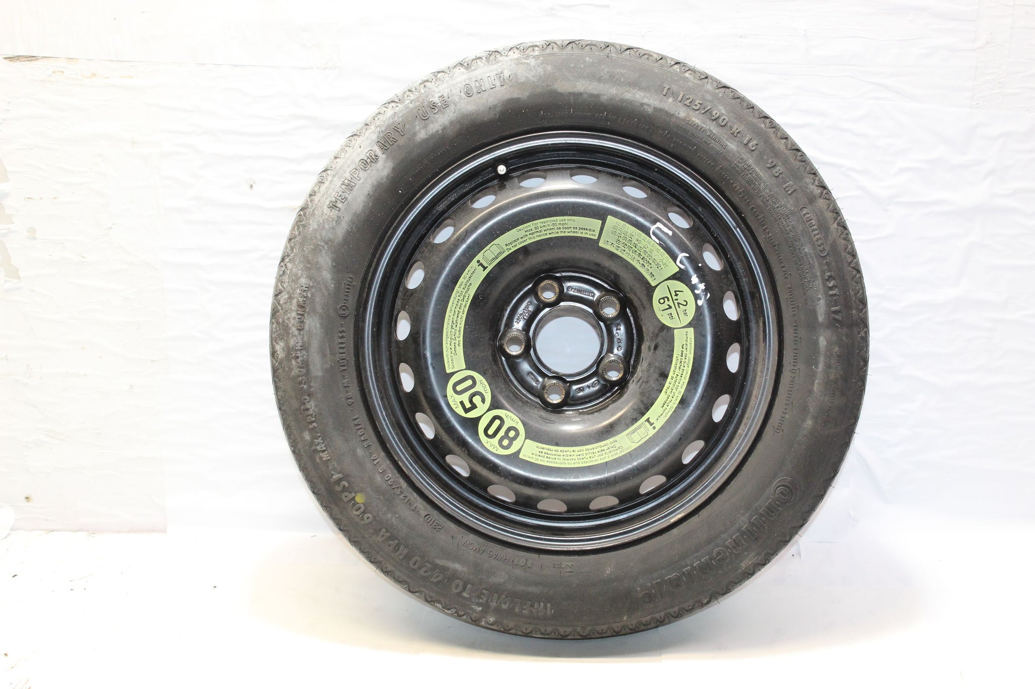 2010 MERCEDES C CLASS W204 Steel Spare Wheel Tyre 125 / 90 R16 1.9MM
