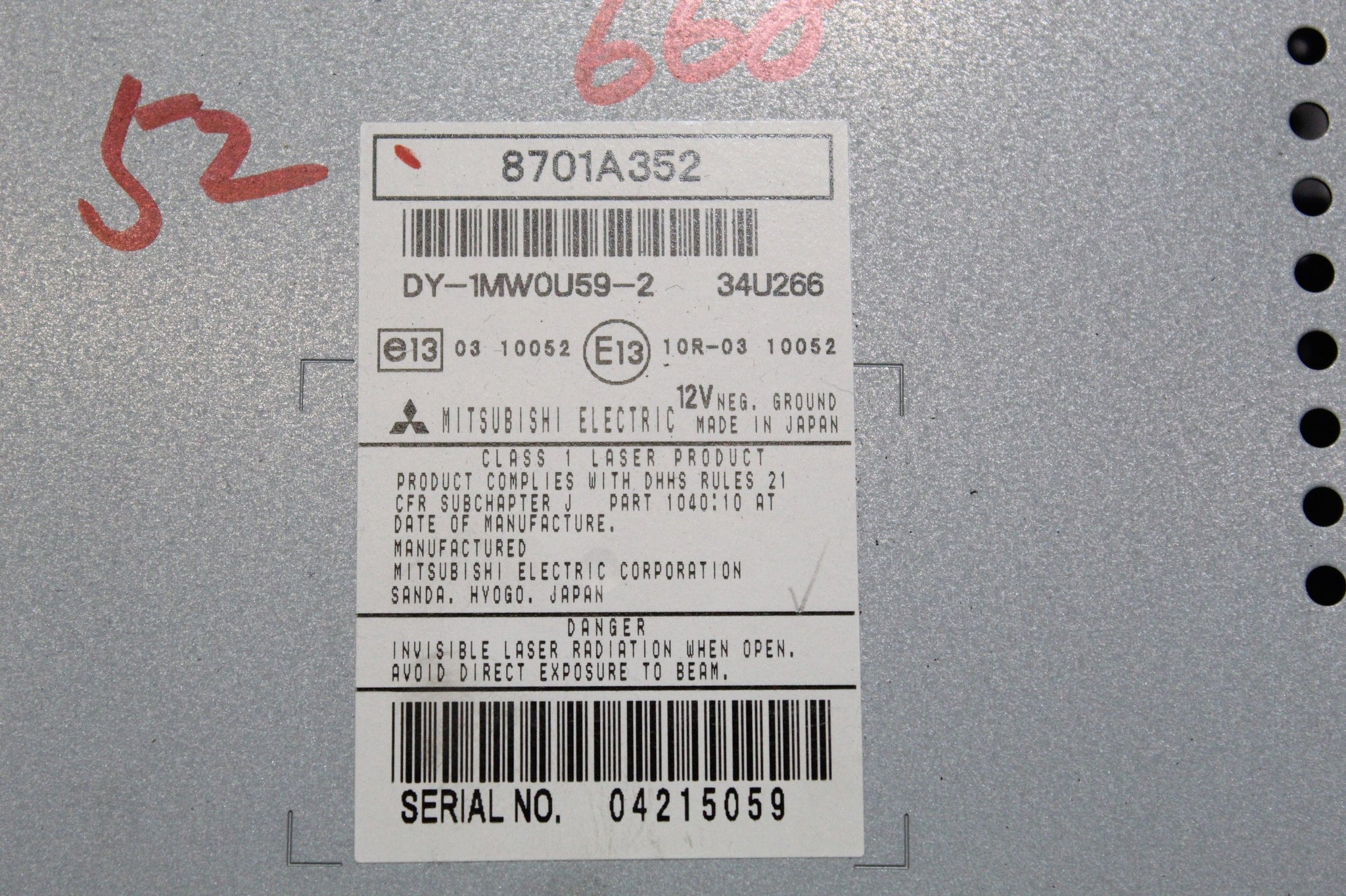 2010 MITSUBISHI ASX CD Radio Head Unit 8701A352