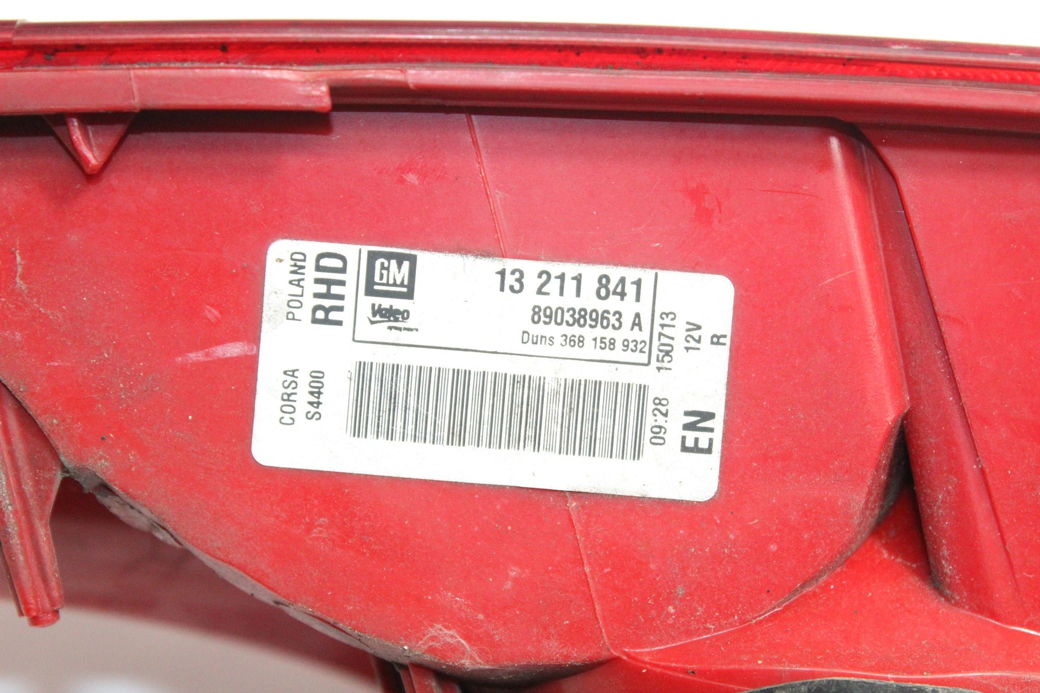 Vauxhall Corsa D tail light right driver side rear 13211841