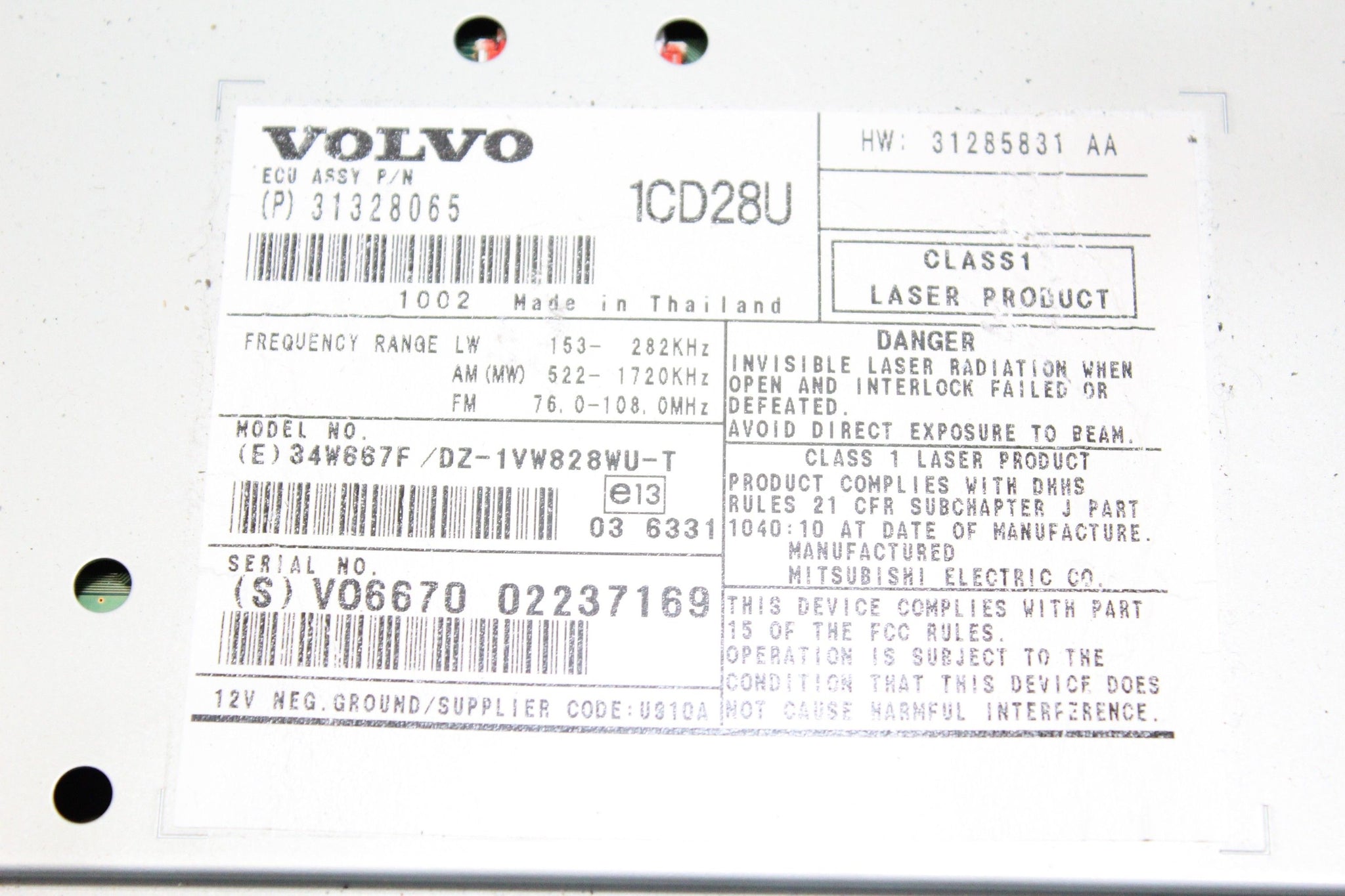 Volvo XC90 Stereo Radio Cd Player Head Unit 31328065