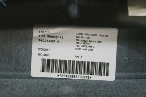 2012 MG6 LEFT SIDE DASHBOARD AIRBAG 34025493